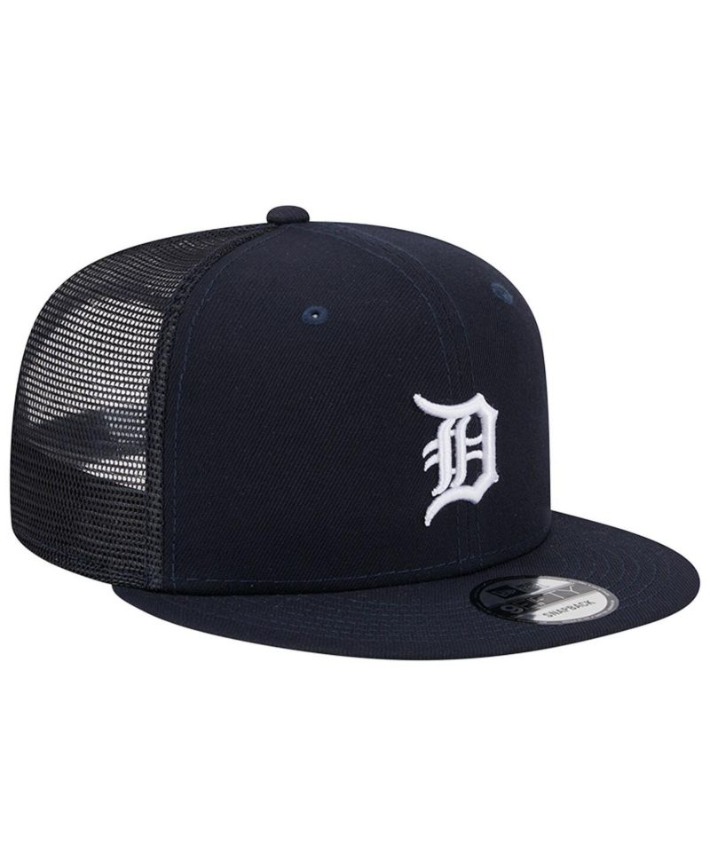 Men's Navy Detroit Tigers Team Color Trucker 9FIFTY Snapback Hat