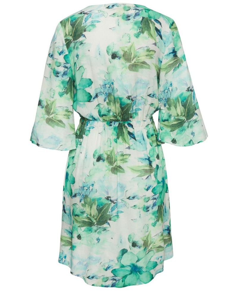 Women's Viscose Floral Print Fit-and-Flare V-Neck Short Dress
