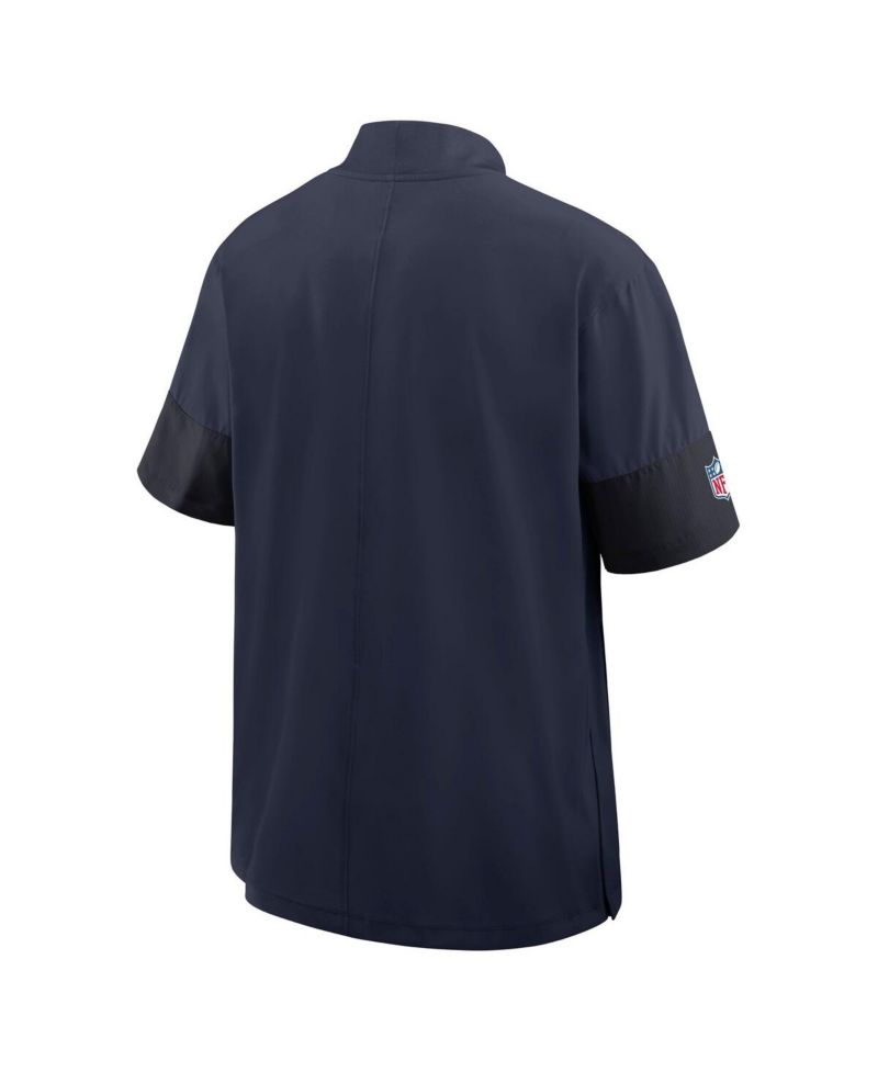 Men's Navy Tennessee Titans Sideline Short Sleeve Quarter-Zip Performance Coach Jacket