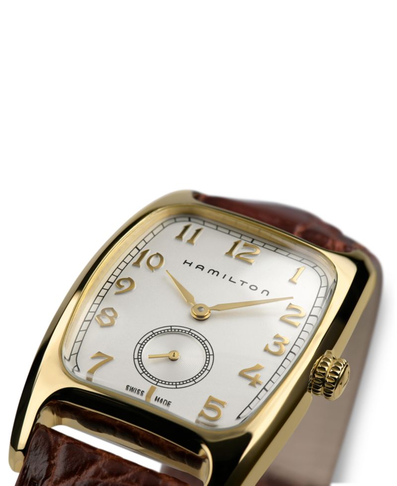 Men's Swiss Boulton Brown Leather Strap Watch 27mm H13431553