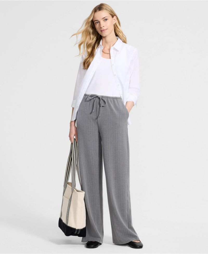Women's Washable Suiting Mid Rise Wide Leg Pants