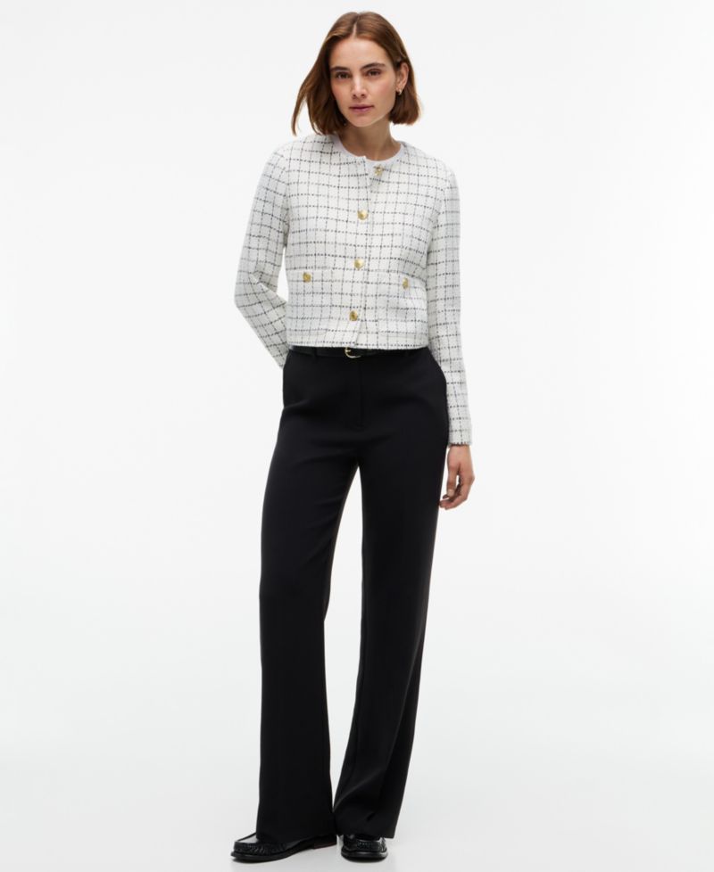 Women's Festive Boucl&eacute; Lady Jack Plaid Cropped Jacket