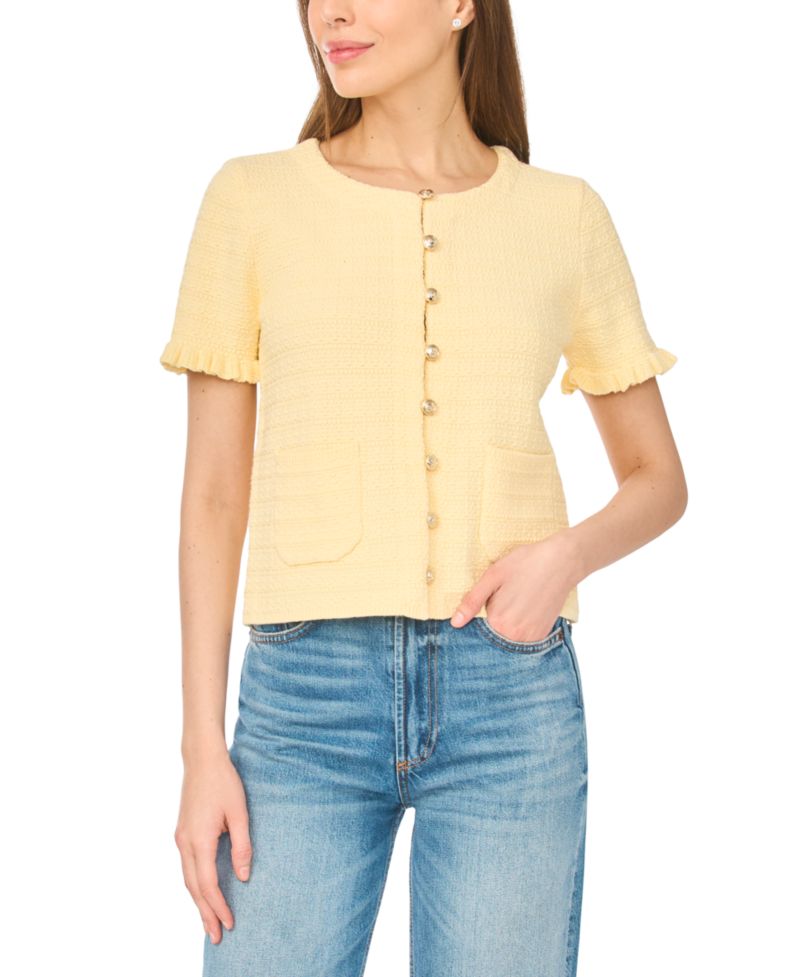Women's Crewneck Short-Sleeve Cardigan