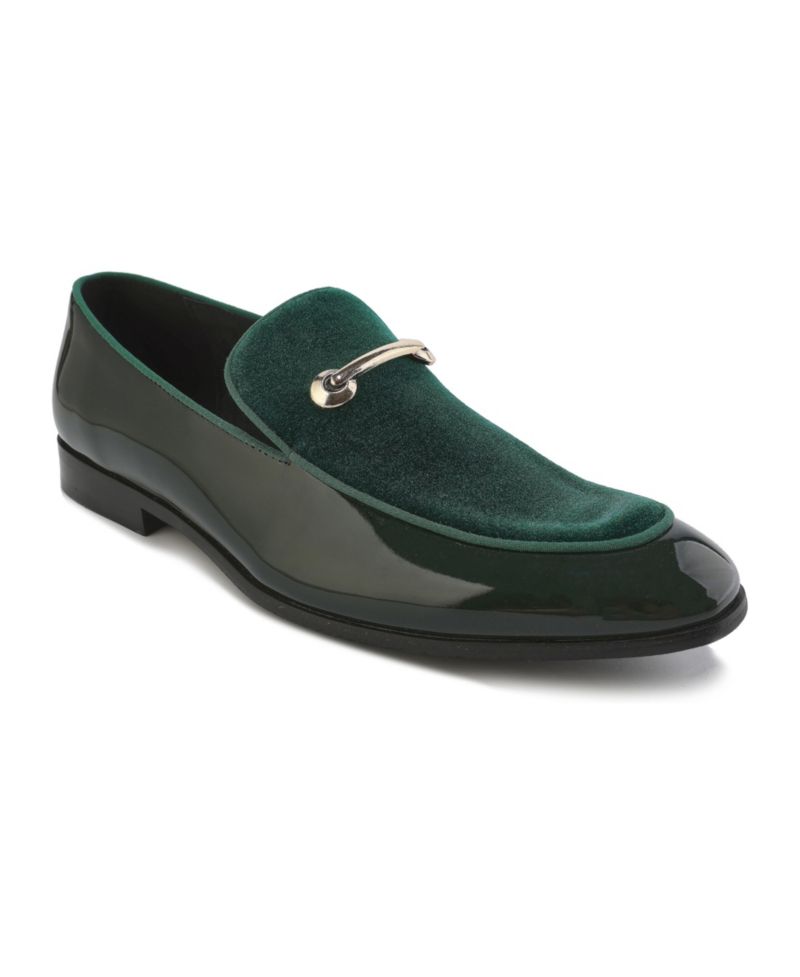 Men's Velvet & Patent Leather Slip On Dress Loafer