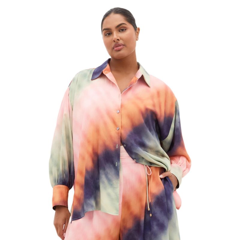 Plus Size Sunset Ombre Print Shirt
