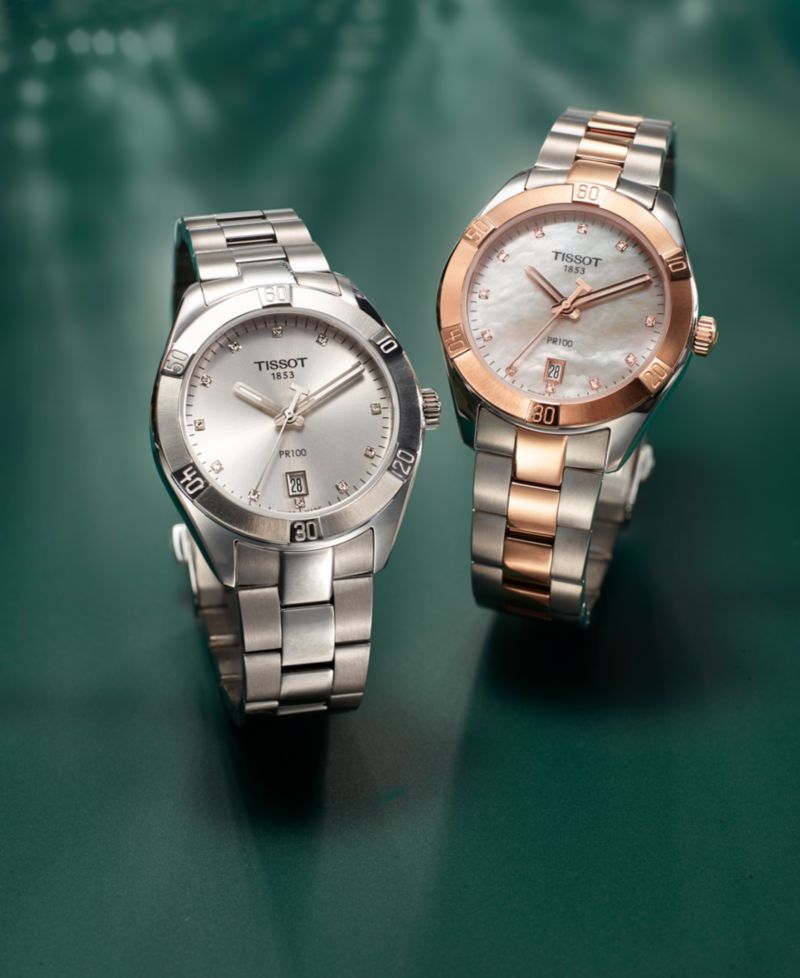 Women's Swiss PR 100 Sport Chic T-Classic Diamond-Accent Two-Tone Stainless Steel Bracelet Watch 36mm