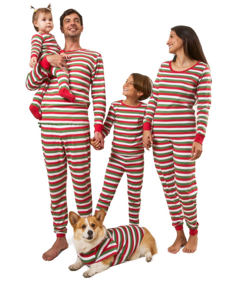 Kids Two Piece Cotton Striped Holiday Pajamas
