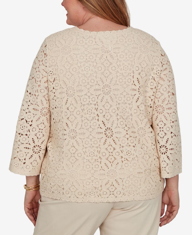 Plus Size Camden Market Floral Crochet Lined Knit Top