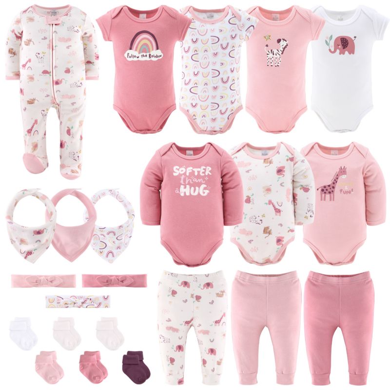 Baby Girls Layette Gift Set Girls, ) 0-3 to 18-24 ) Safari Rainbow, 23 Essential Pieces,