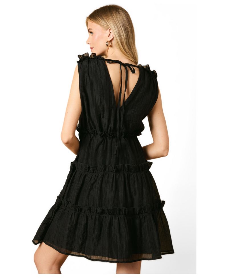 Women's Tiered Detail V-Neck Mini Dress