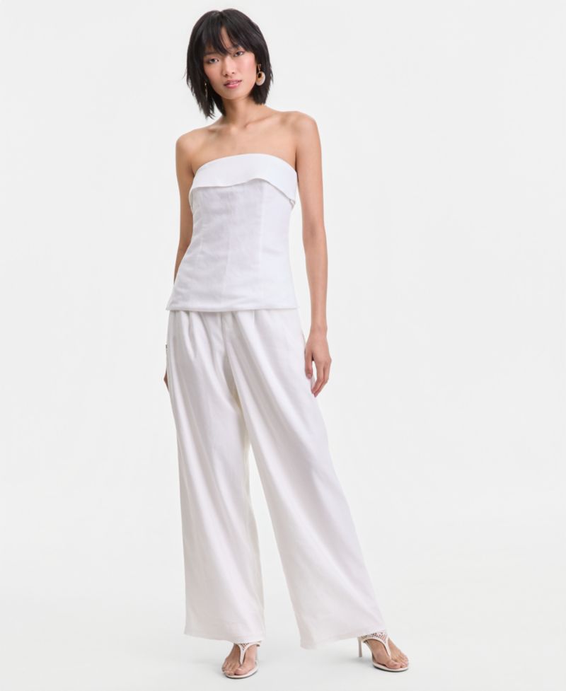 Women's Linen-Blend Wide-Leg Pants