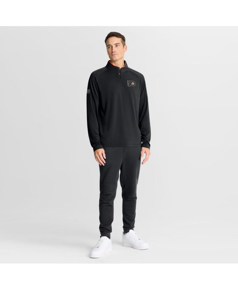 Men's Black Philadelphia Flyers Authentic Pro Rink Training Quarter-Zip Pullover Hoodie