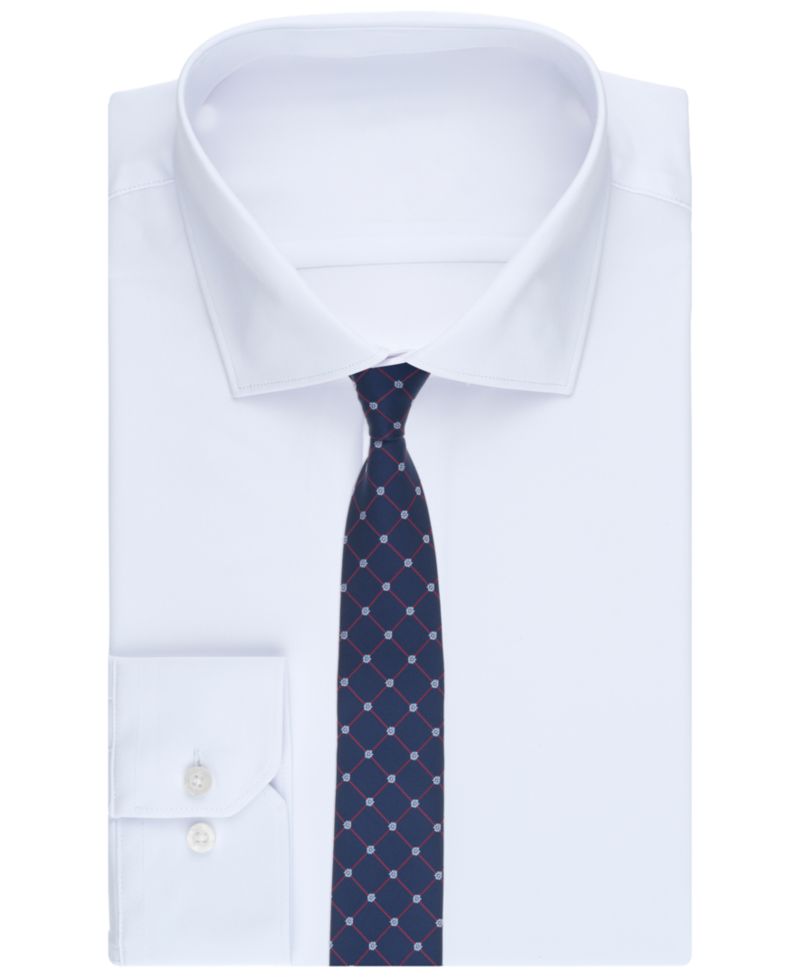 Men's Floral and Club Grid Pattern Tie