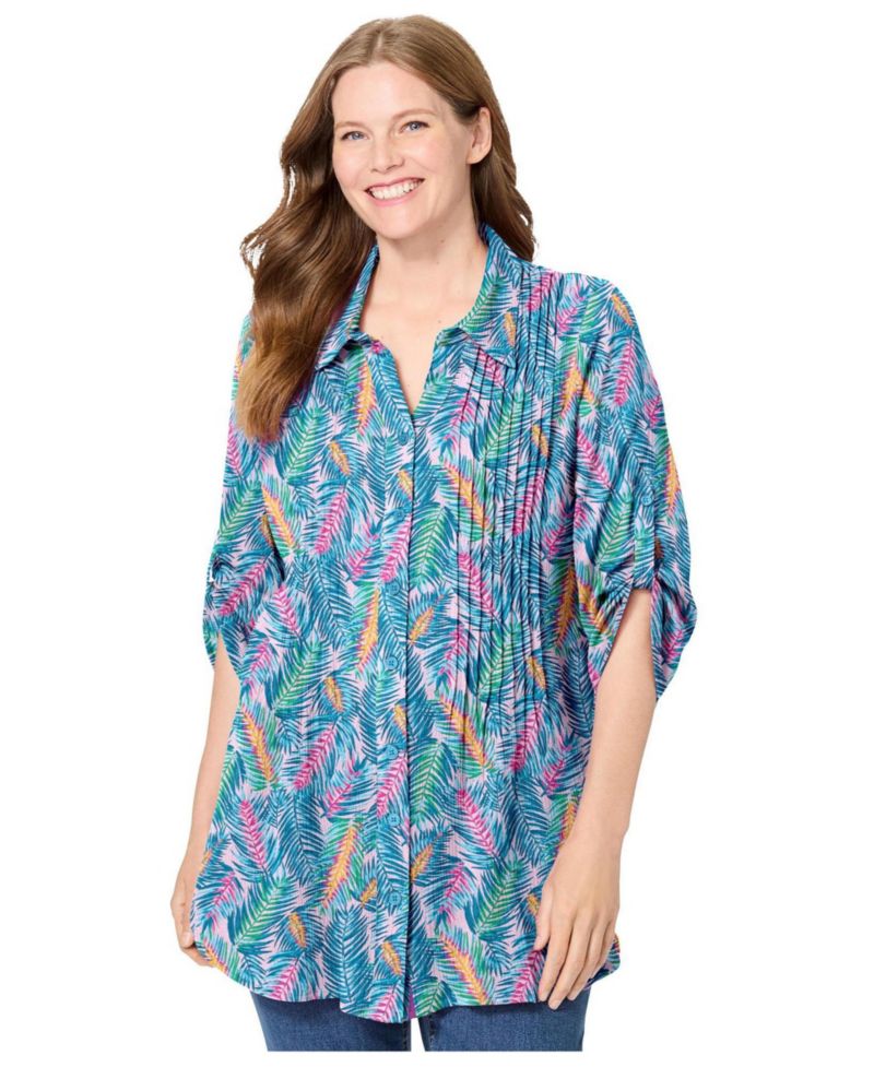 Women's Within Pintucked Button Down Gauze Shirt