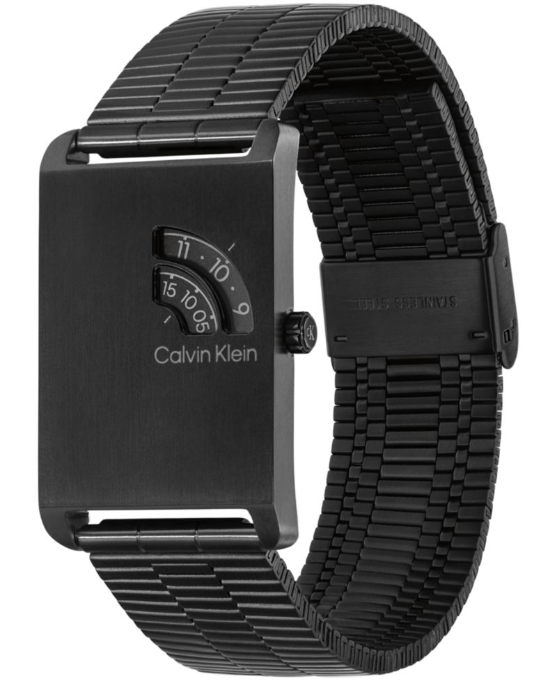 Men's Dapper Black IP Stainless Steel Mesh Bracelet Watch 24mm