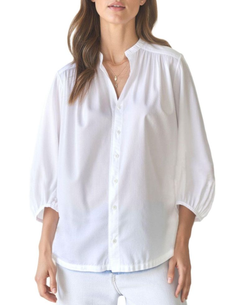 Women's Ocean+Main Cotton Poplin Peasant Top