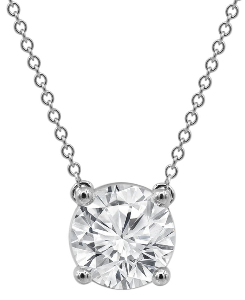 Certified Lab Grown Diamond Solitaire 18" Pendant Necklace (3 ct. t.w.) in 14k Gold