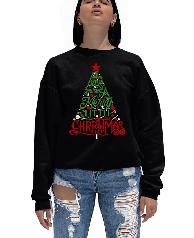 Women's Have Yourself a Merry Little Christmas Word Art Crewneck Sweatshirt