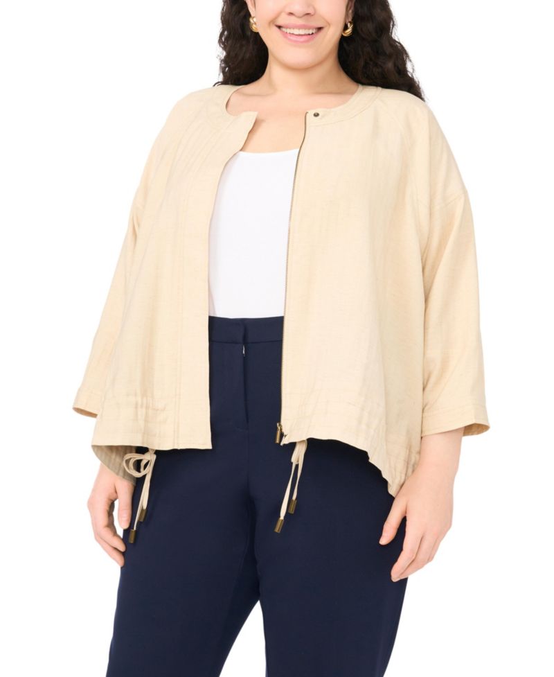 Plus Size Crewneck Cinch Raglan Jacket