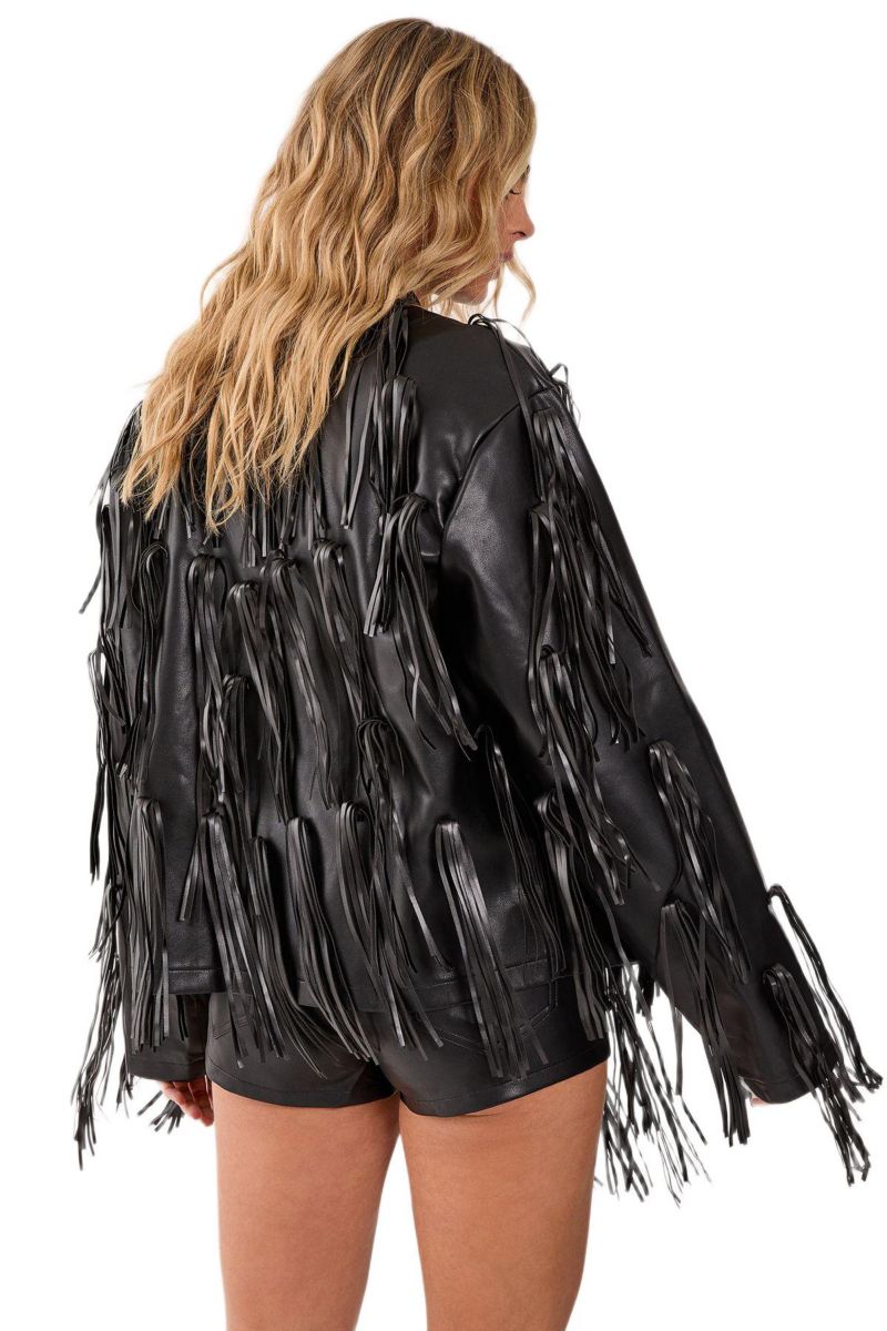Women's Faux Leather Tassel Jacket