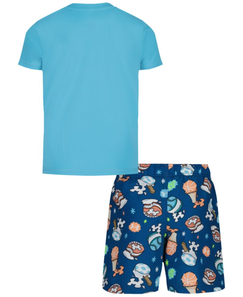 Boys' 4-7 Ice-Cream Printed Swim T-Shirt and Shorts, 2-Piece Set