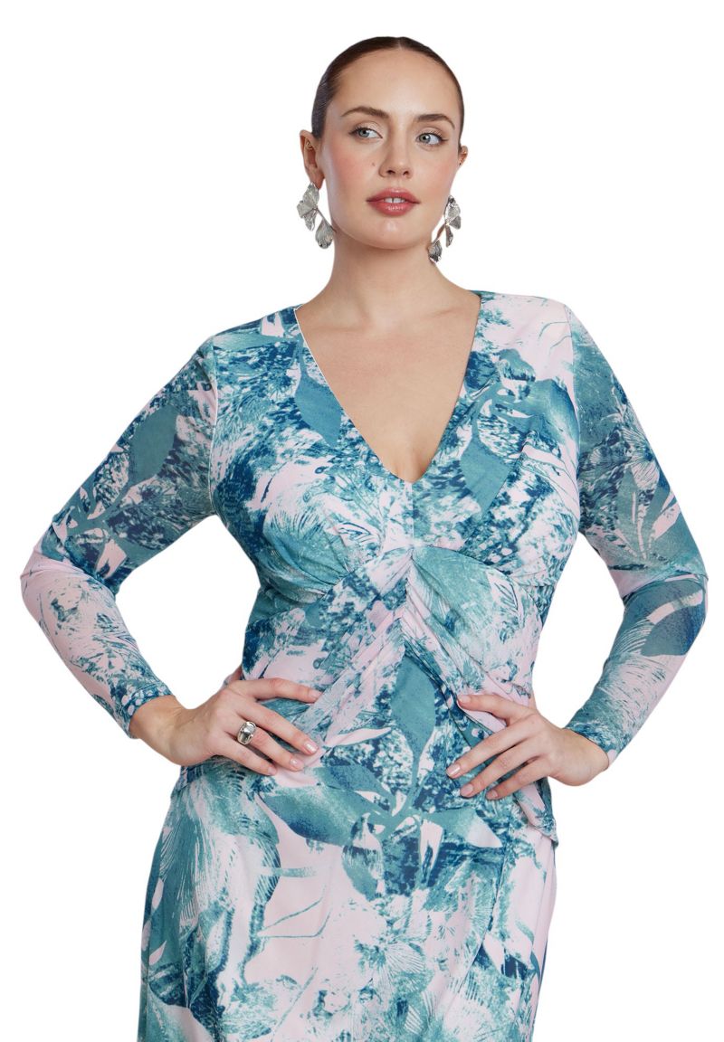 Women's Printed Mesh Maxi Dress