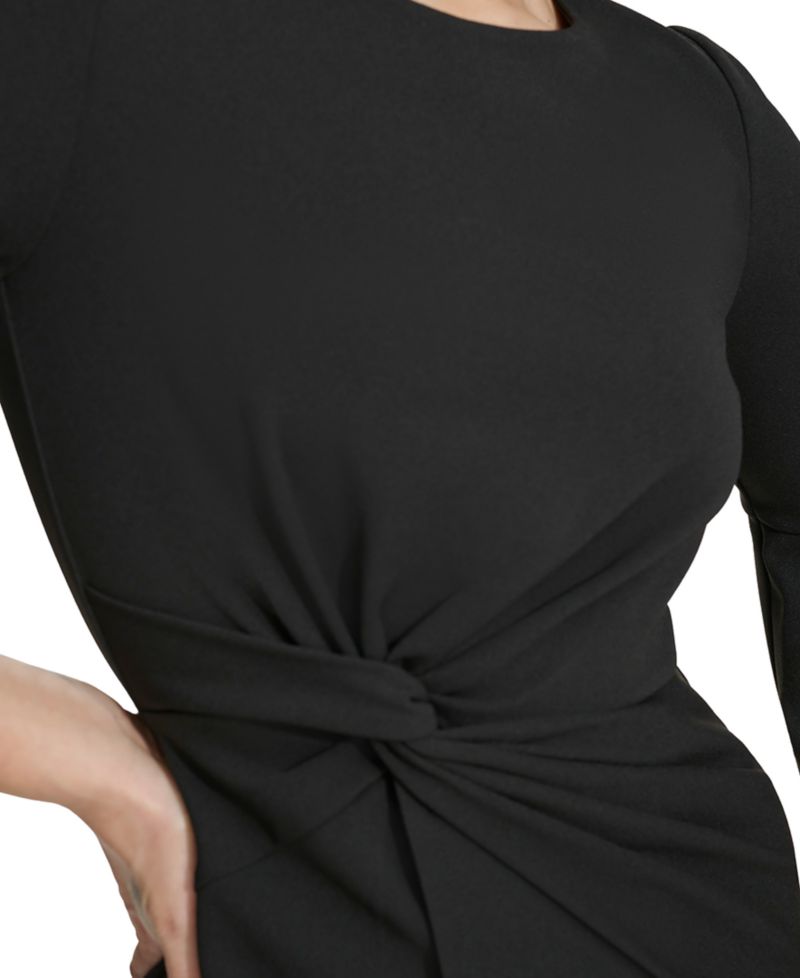 Women's Twist-Front Sheath Dress with Bell-Sleeve