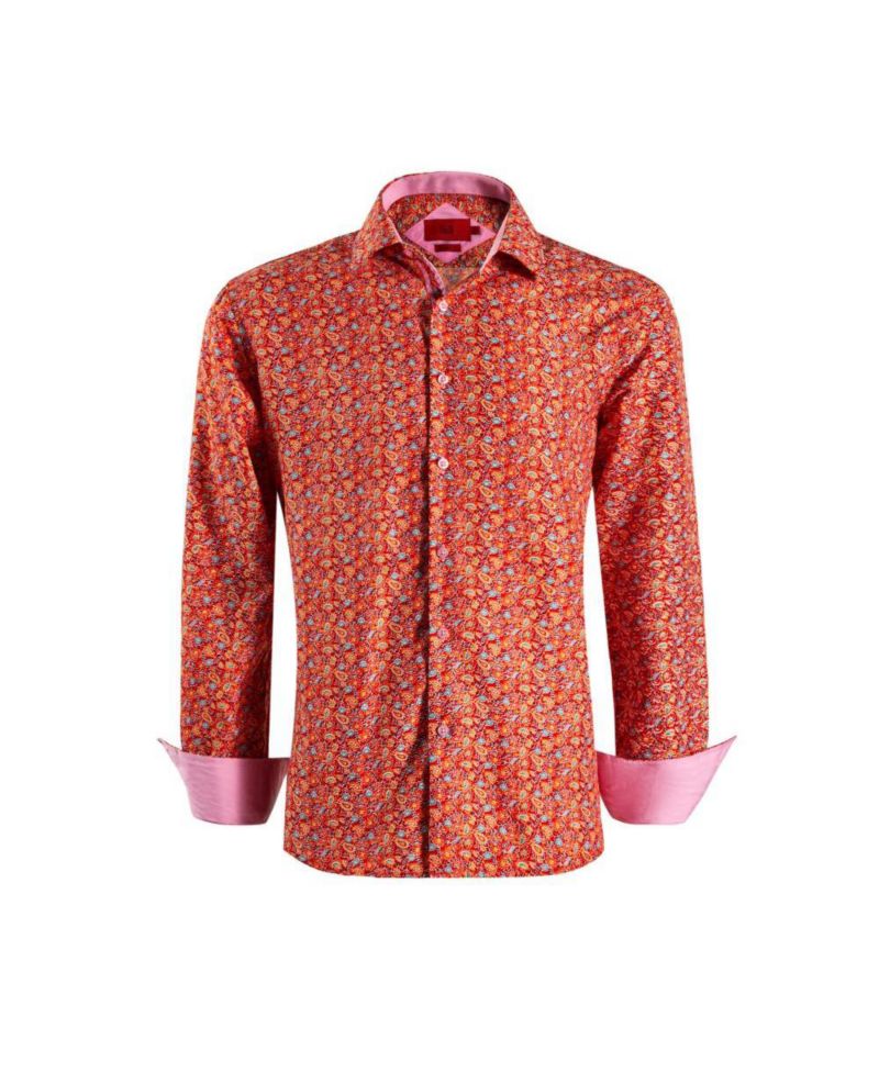 Men's Slim Fit Paisley Print Button-Down Shirt