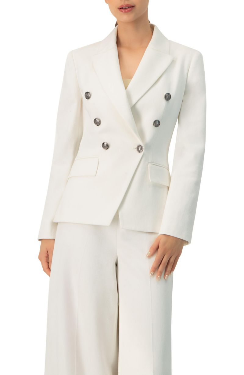Women's Double-Breasted Blazer with Flap Pockets