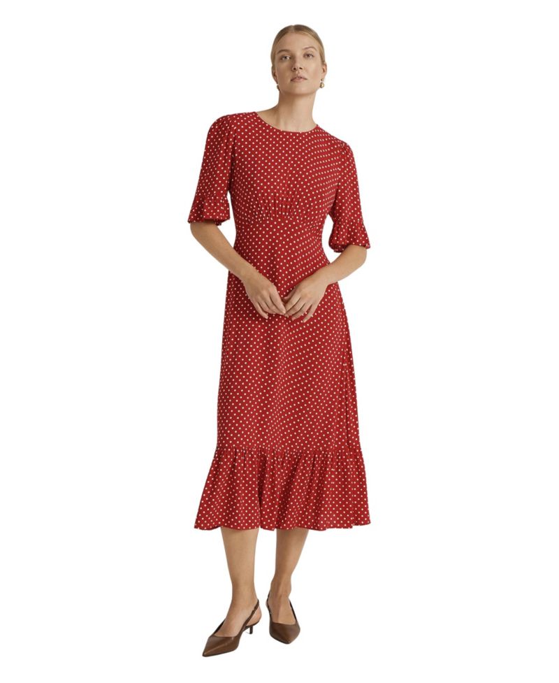 Women's Sylvie Polka-Dot Short-Sleeve Midi Dress