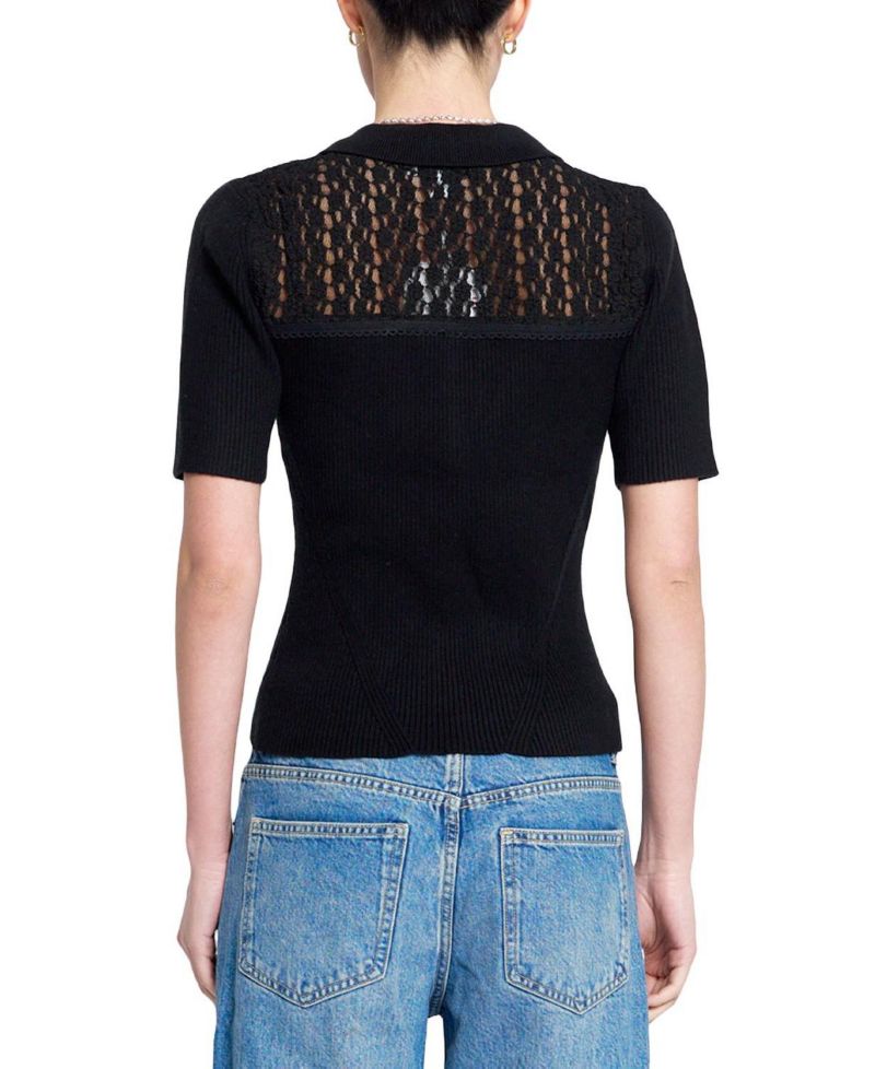 Women's Lace Short-Sleeve Button-Up Sweater