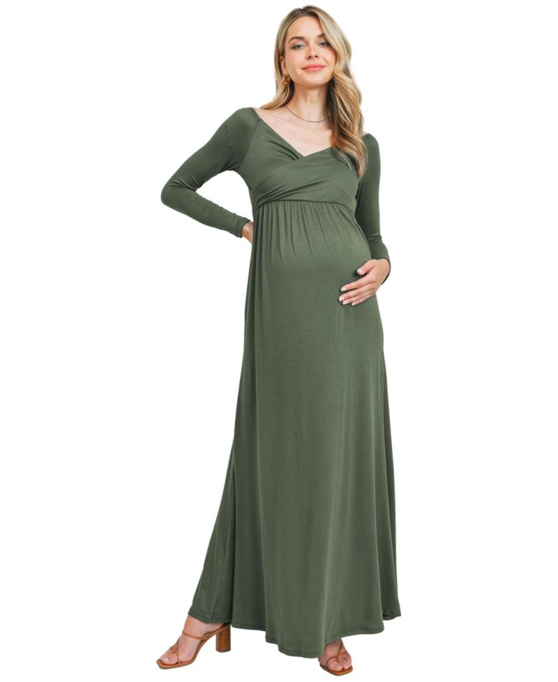 Maternity Off-the-Shoulder Long-Sleeve Maxi Dress