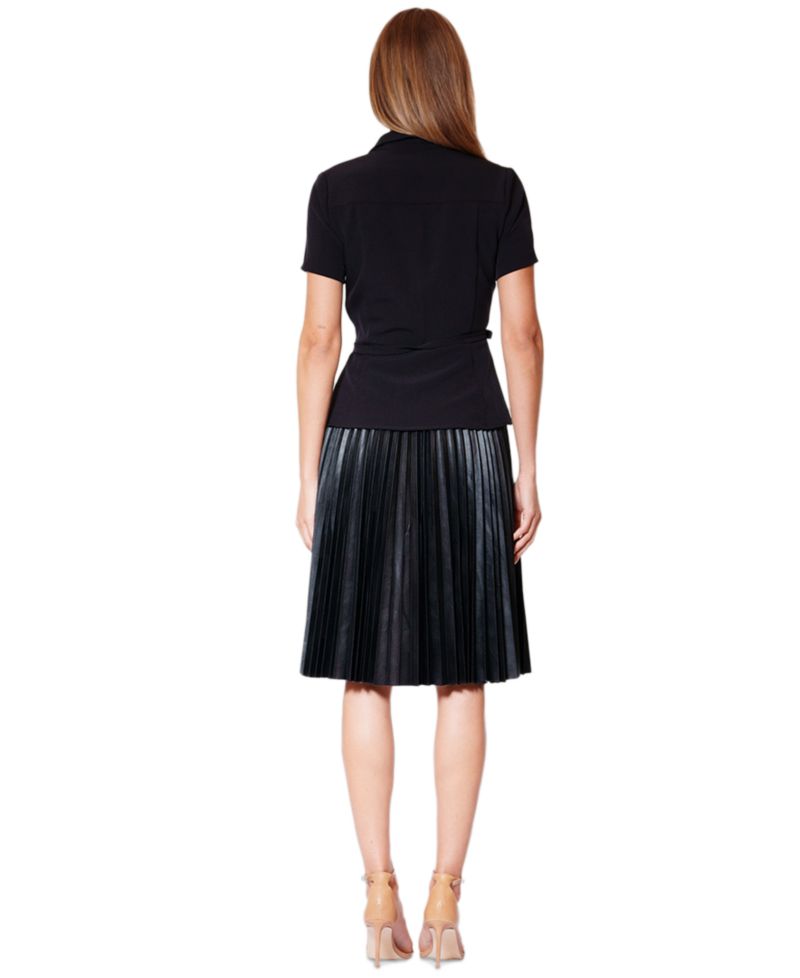 Women's Collared Pleated Skirt Short Dress