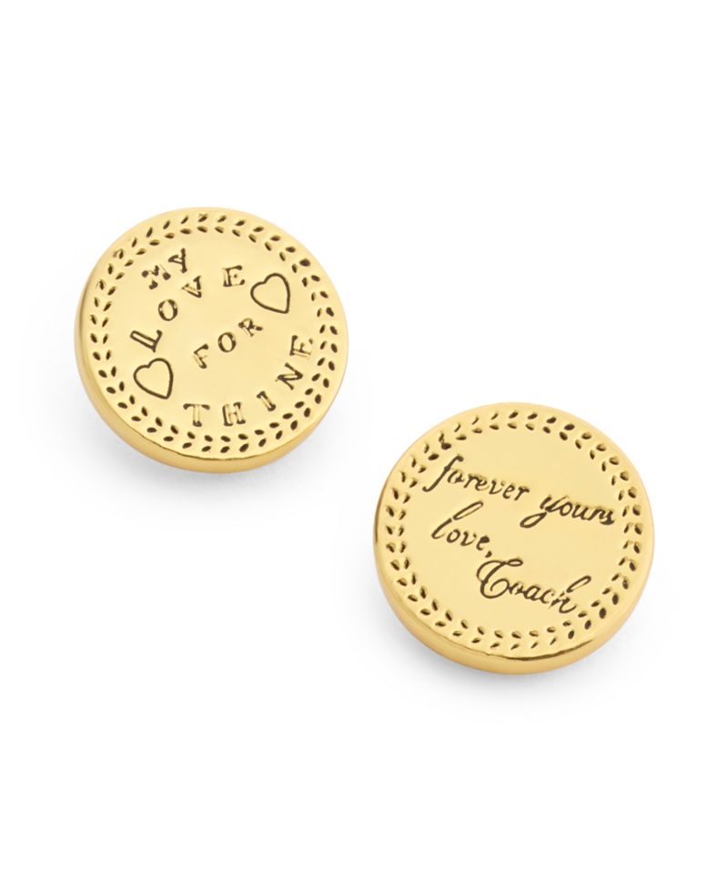 Gold Heritage Signature Coin Stud Earrings
