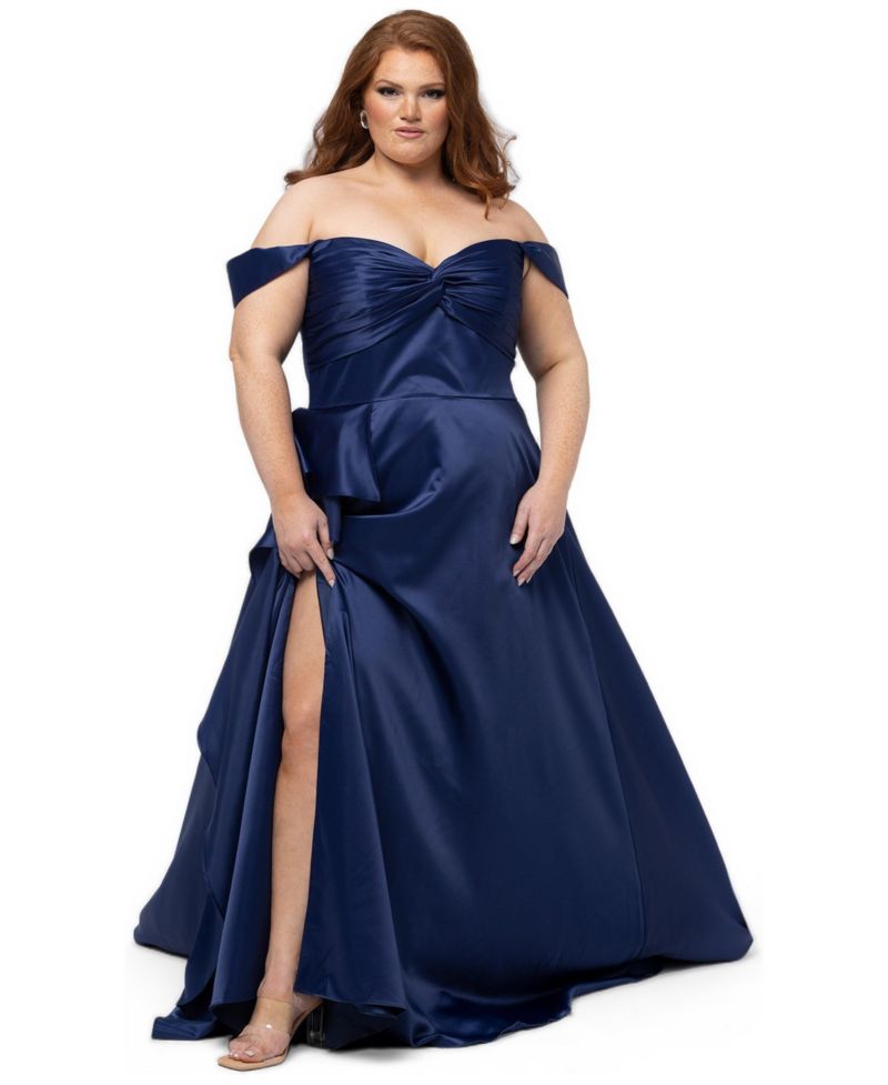 Plus Size A-Line Satin Sweetheart Neck Gown