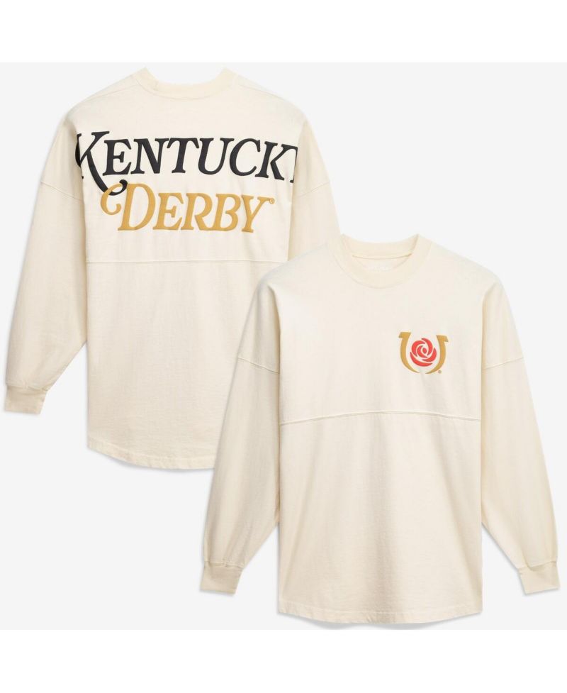 Men's Cream Kentucky Derby Oversized Original Long Sleeve T-Shirt
