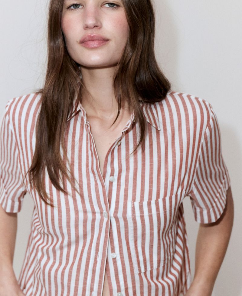Women's Striped Cotton Linen Shirt