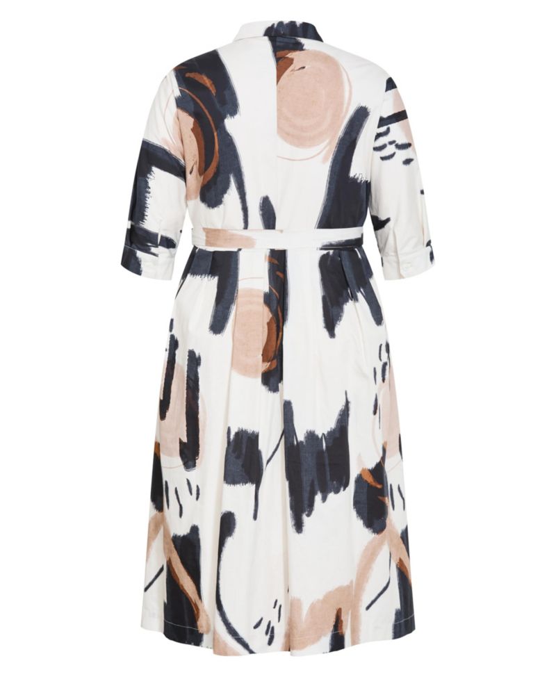 Women's Plus Size Exhibit Print Shirt Dress
