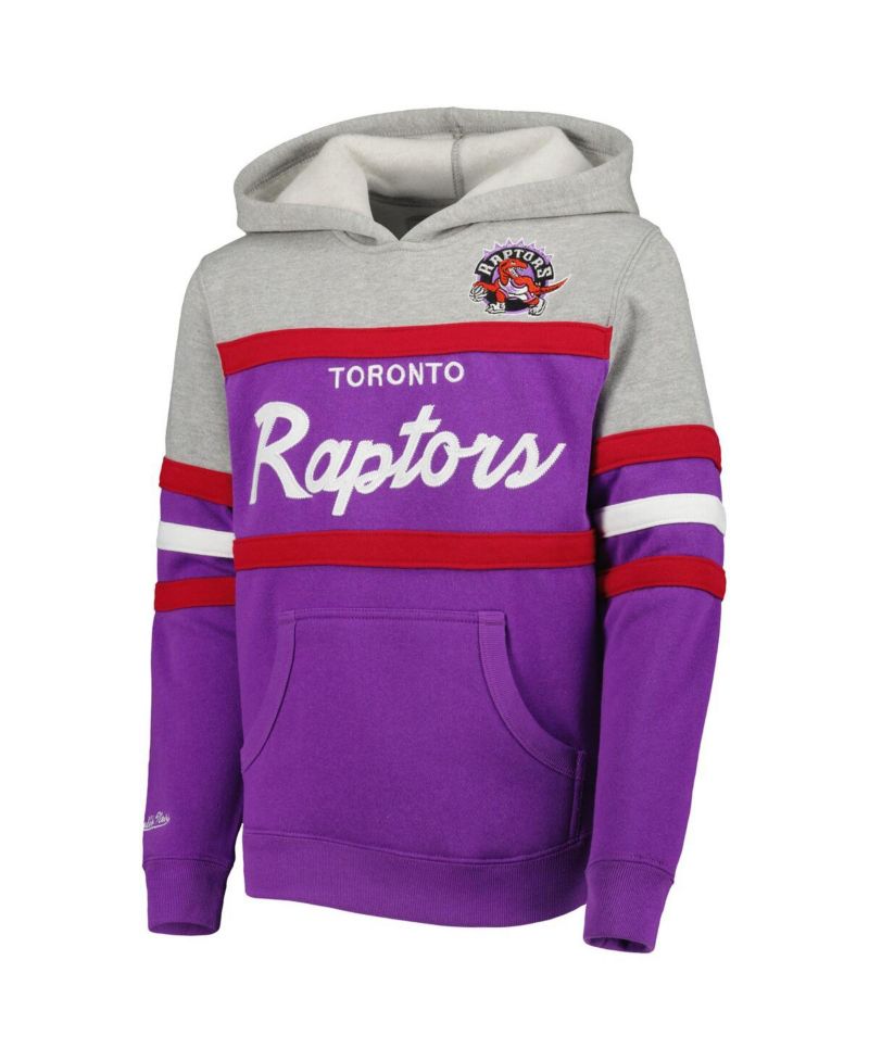 Big Boys and Girls Heather Gray, Purple Toronto Raptors Hardwood Classics Head Coach Pullover Hoodie