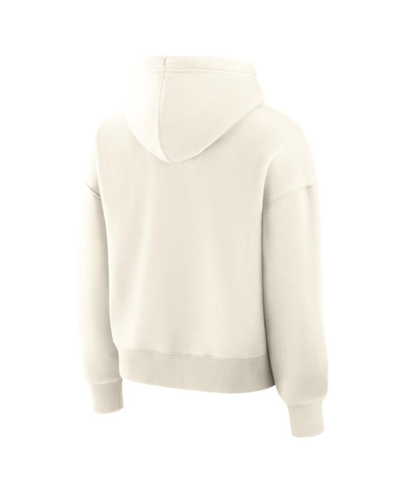 Women's Cream Boston Bruins Elevated Distressed Logo Hoodie