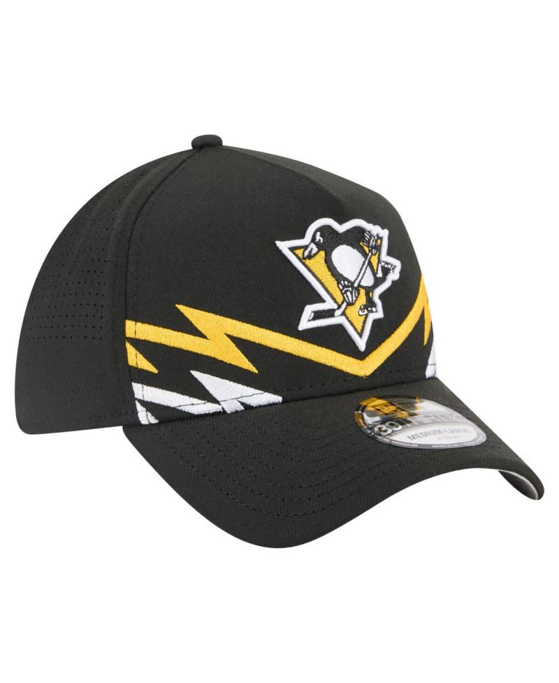 Men's Black Pittsburgh Penguins 39THIRTY A-Frame Perforated Flex Hat