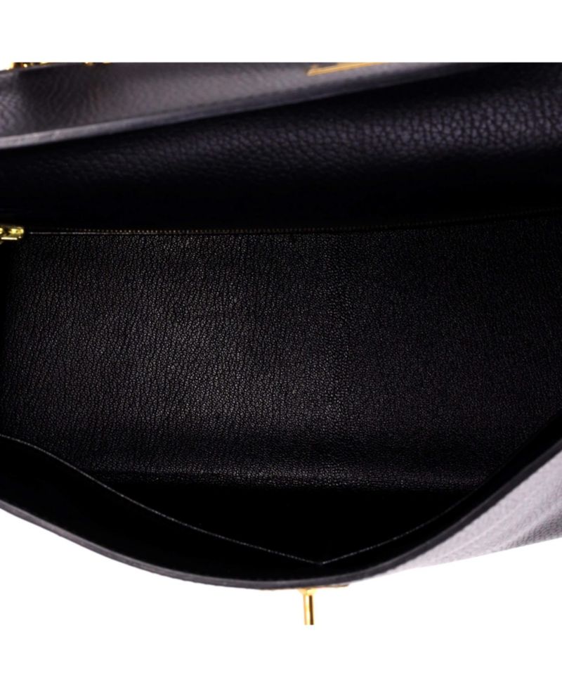 Pre-Owned Hermes Kelly 35 Handbag Black Ardennes with Gold Hardware
