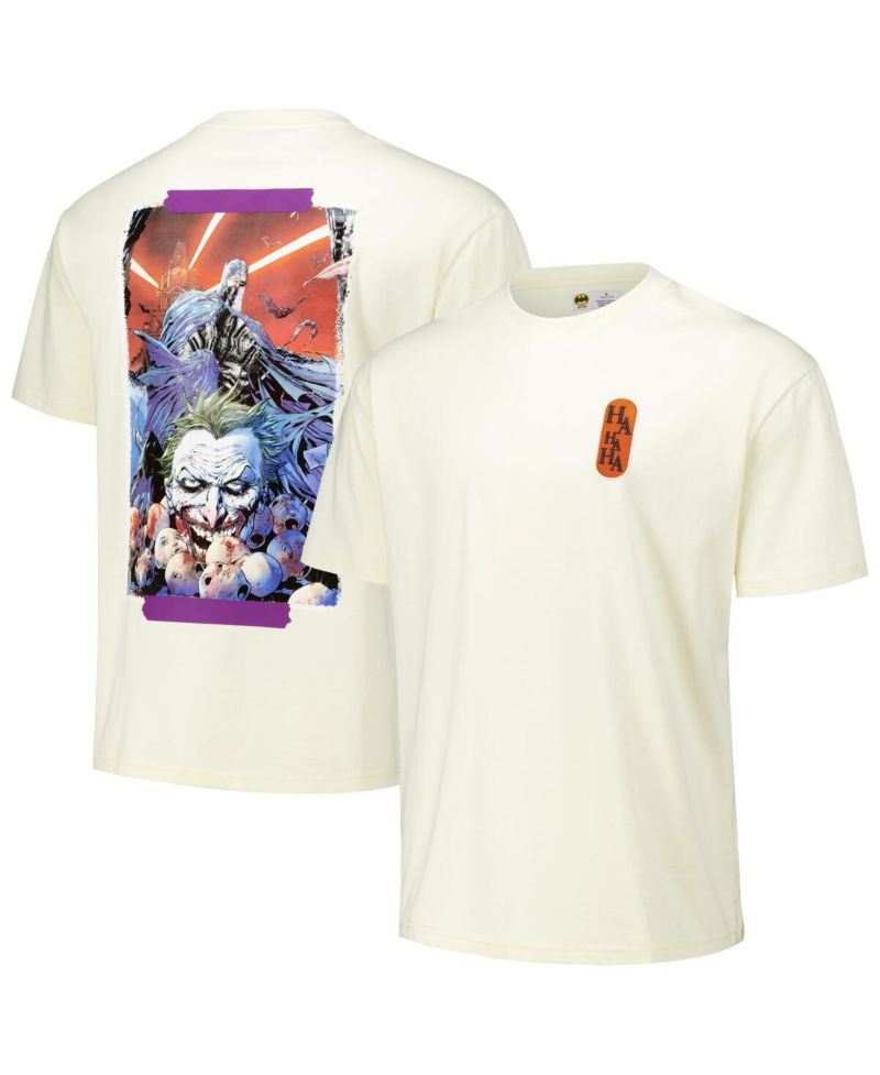 Men's Cream Batman Comics The Joker Loose Fit T-Shirt