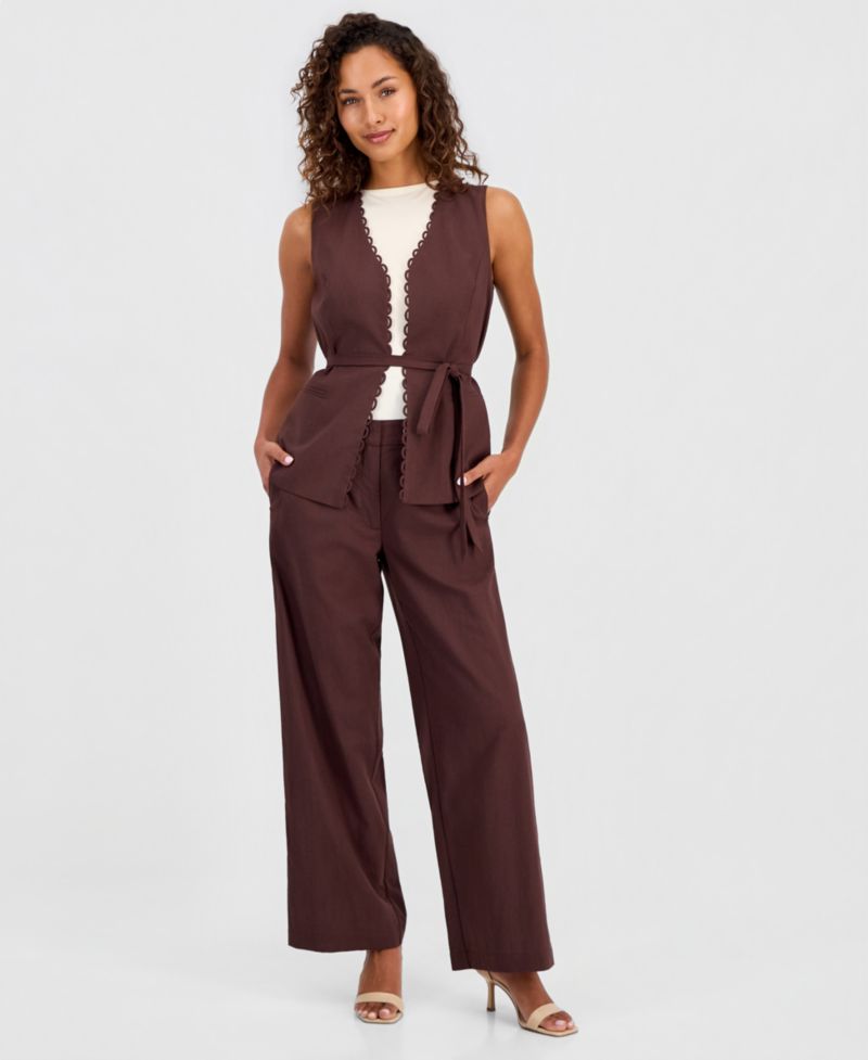 Women's Cotton & Linen Tie-Front Vest