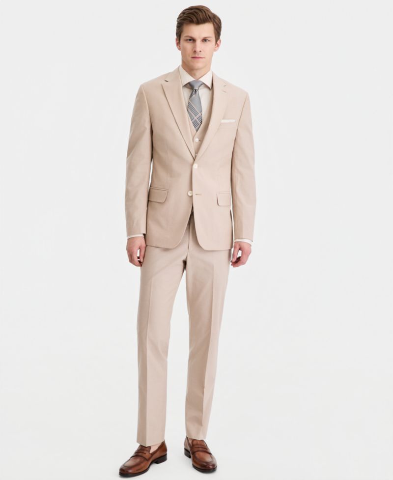 Men's Modern-Fit TH Flex Stretch Cotton Suit Separate Vest