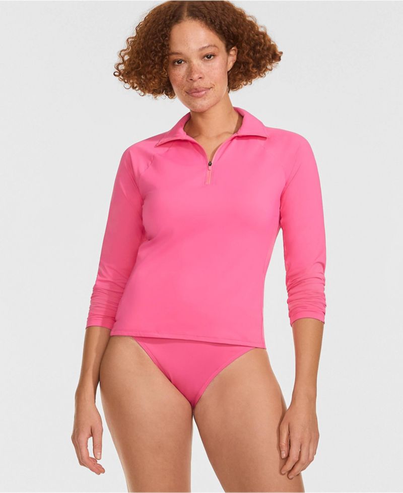 Women's Long Torso SunShade UPF 50 Quarter Zip Rash Guard
