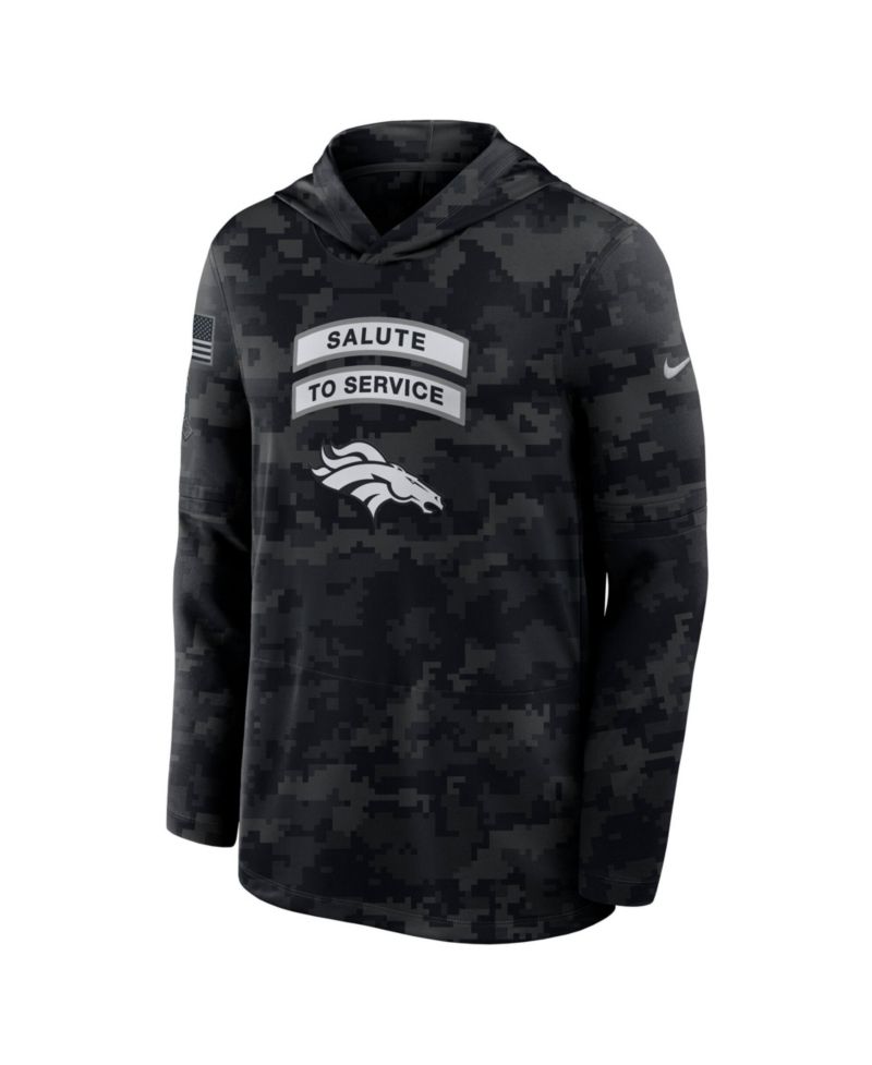 Men's Black Denver Broncos 2026 Salute to Service Sideline Lightweight Hooded Pullover