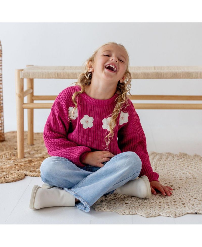 Big Girls Floral Applique Sweater