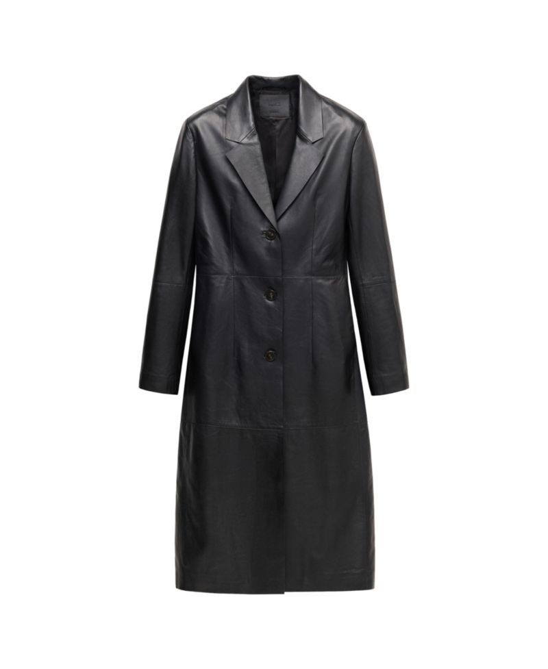 Women's Selection Leather Lapel-Collar V-Neck Fitted-Waist Coat