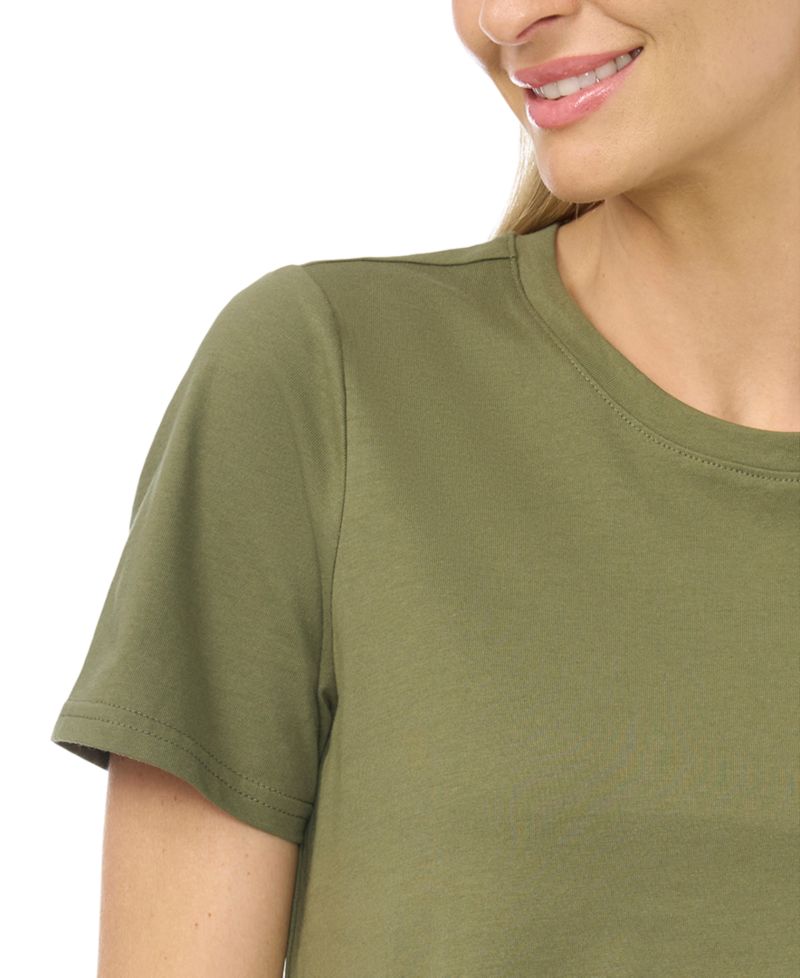 Women's Cropped Boxy Tee With Lace Trim T-Shirt